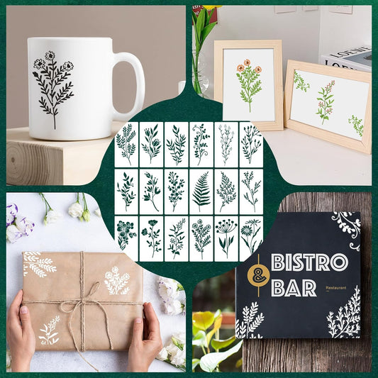 🎄Rebajas de Navidad 50% OFF🔥Kit de plantillas para pintar exuberantes flores silvestres y maleza🌻Decoración DIY