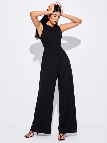 🔥PLUS SIZE ÆRMELØS JUMPSUIT MED BREDE BEN