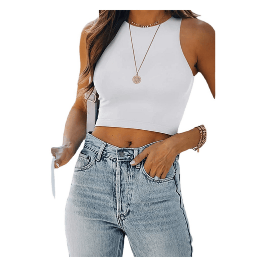 Dames sexede mouwloze racerback tanktops halter crop tops?